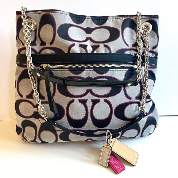 COACH Signature Black and Pink Shimmer Crossbody Bag, 3 HANGTAGS! RARE! - Picture 1 of 11